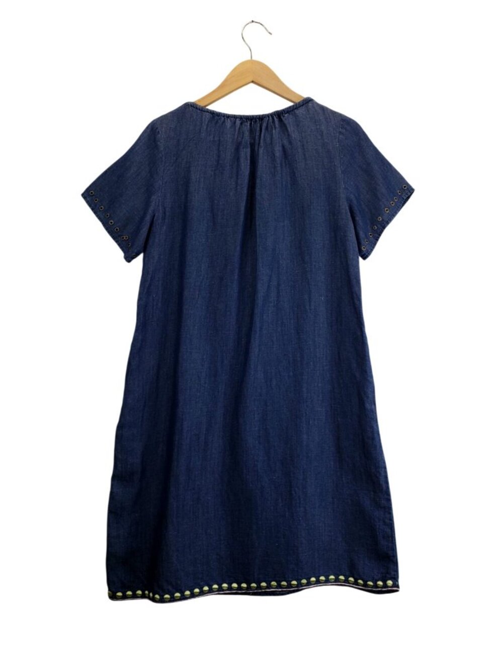 Philosophy Boho Chambray Dress S Blue Floral Embroidery Peasant Tassel Gromets - Picture 6 of 15